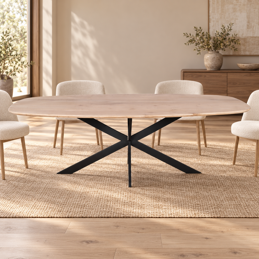 Eiken eettafel Ferris · Deens Ovaal – sfeerimpressie