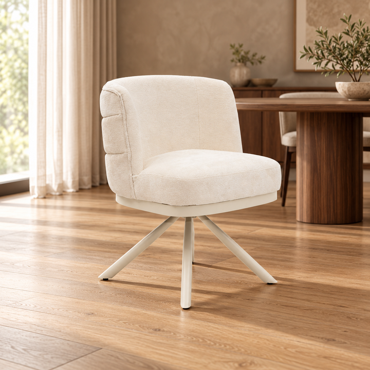 Stoel CORFU poten elegant stof – sfeerimpressie