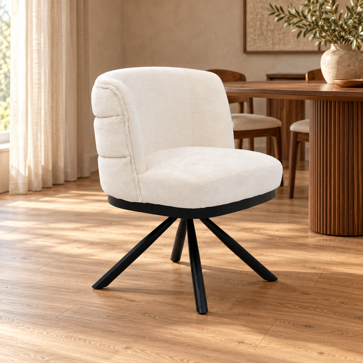 Stoel Corfu met zwarte poten elegant wit – sfeerimpressie