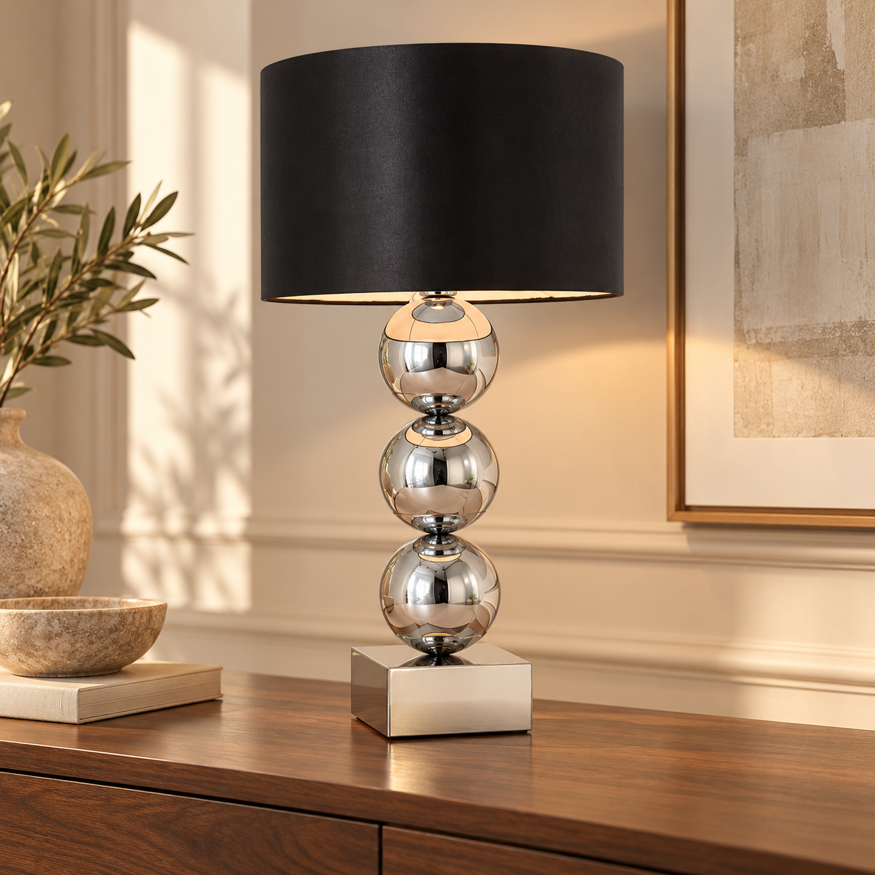 Bollamp Blokvoet Chroom – sfeerimpressie