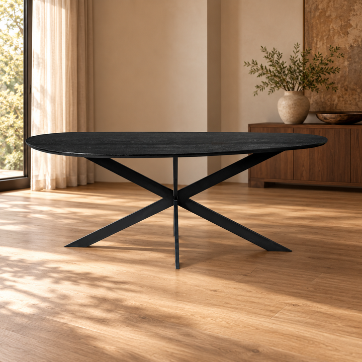 Eettafel Cloud · Eiken · Zwart – sfeerimpressie