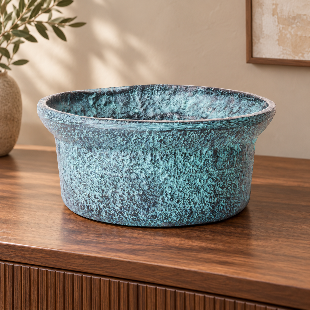 Schaal Decoratief Blauw Patina (set of 4) – sfeerimpressie