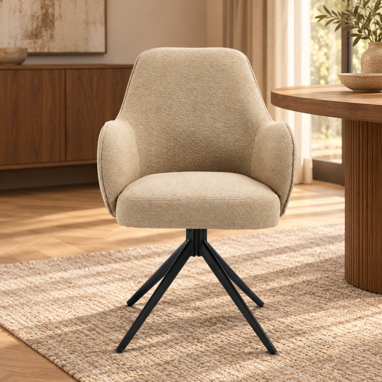 Eetkamerstoel Kyler Beige – sfeerimpressie