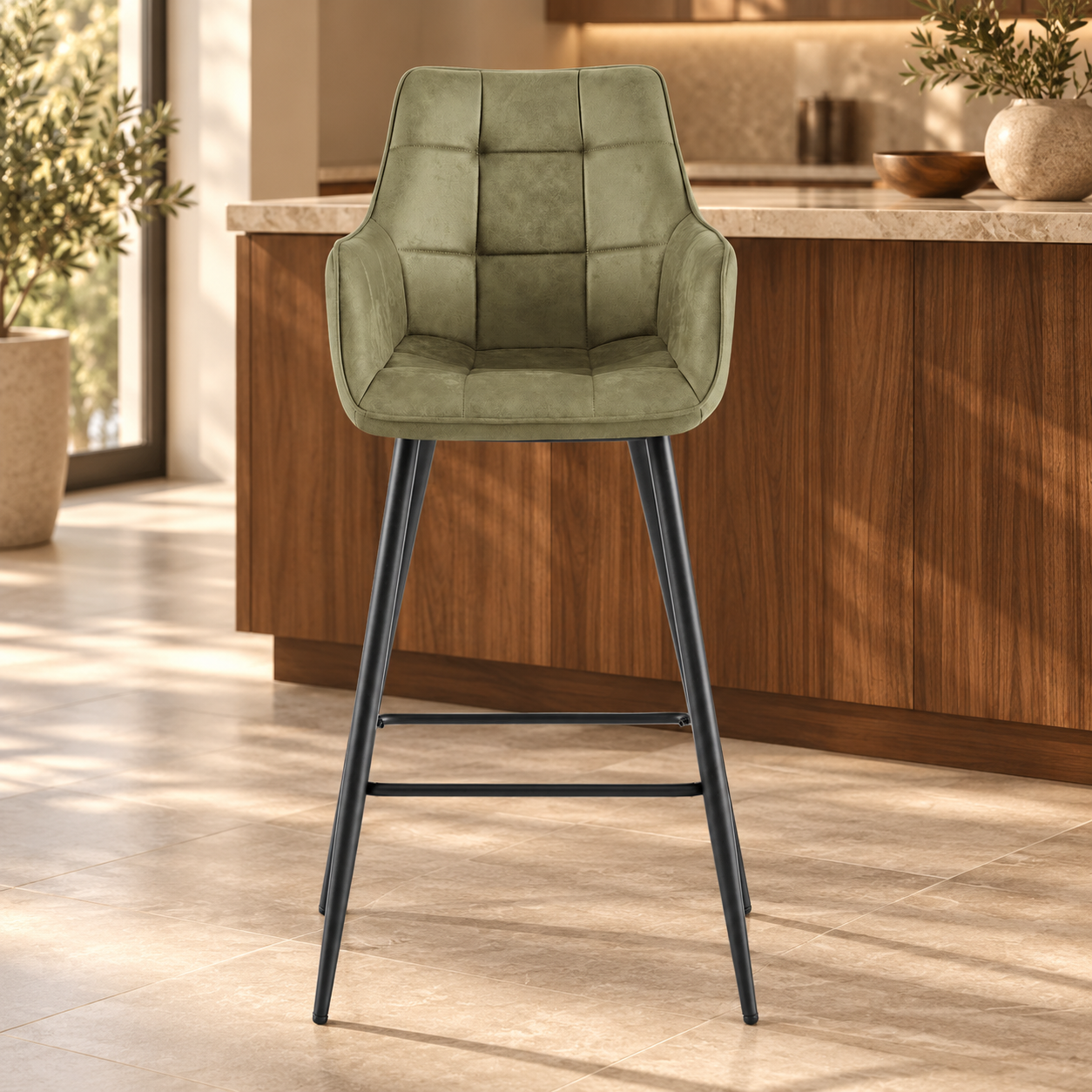 Barstoel Lucille Arm CEP 04 Army Groen – sfeerimpressie