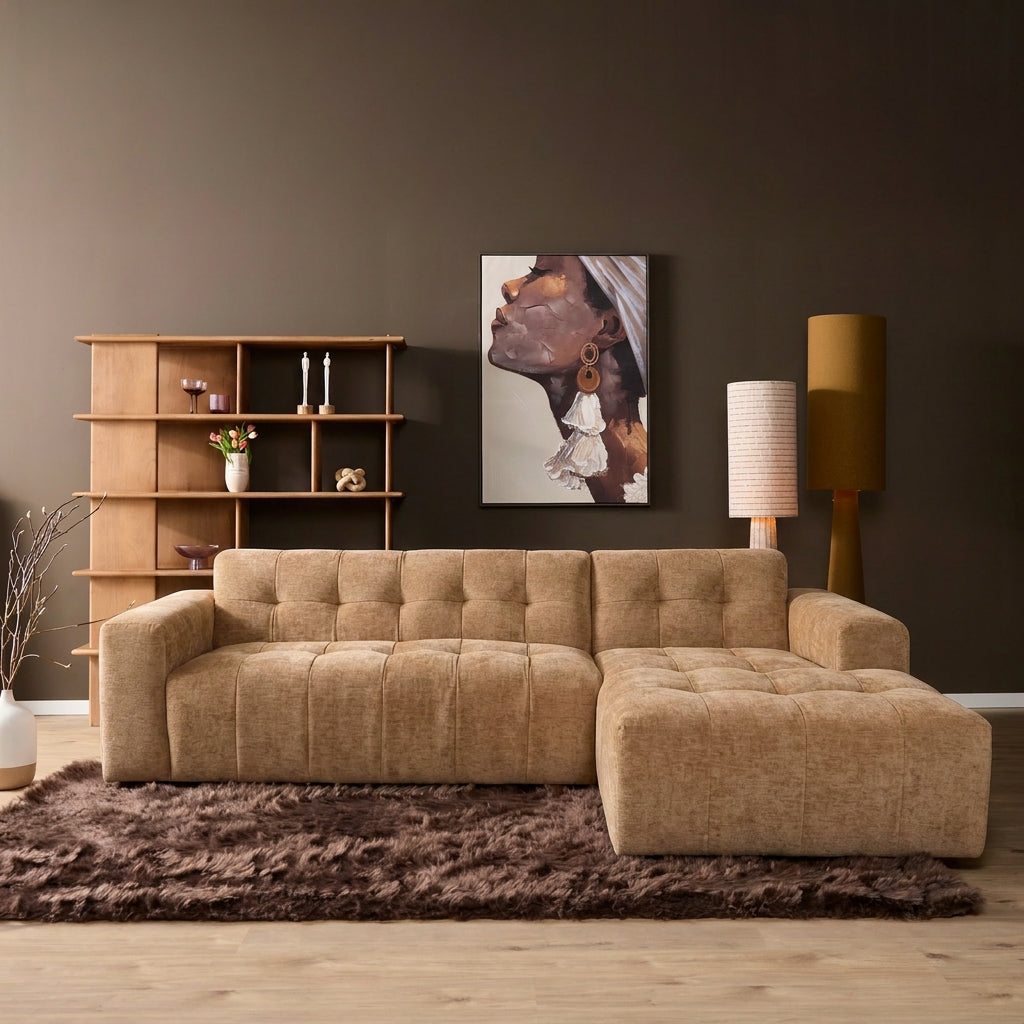 MySofa Ruby Loungebank Camel 2,5 zits AL + Lounge R