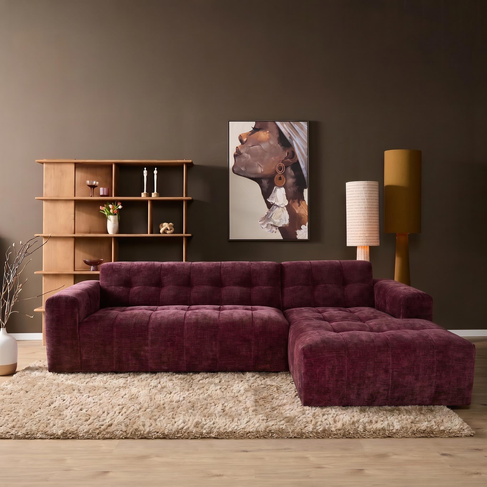 MySofa Ruby Loungebank Paars 2,5 zits AL + Lounge R