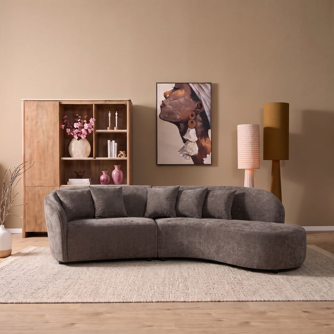 MySofa Novi Hoekbank Bruin 3 zits + Lounge R