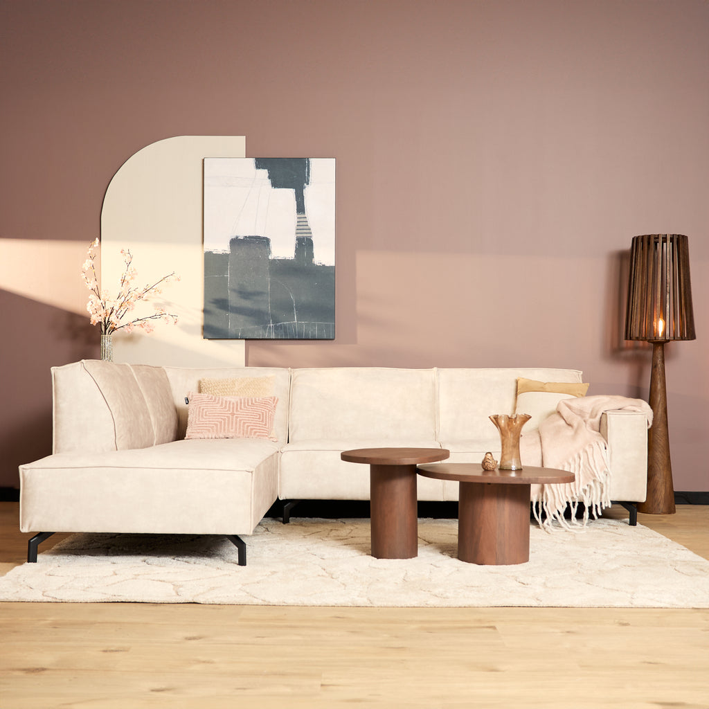 Sofa Floris | Divan Links + 2,5 zits | Beige | Velvet