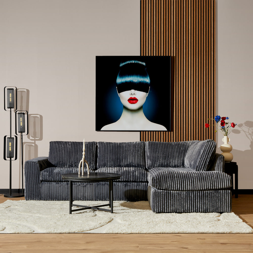 Sofa hoekbank Teddy | Antraciet |  2,5 zits + Divan Rechts