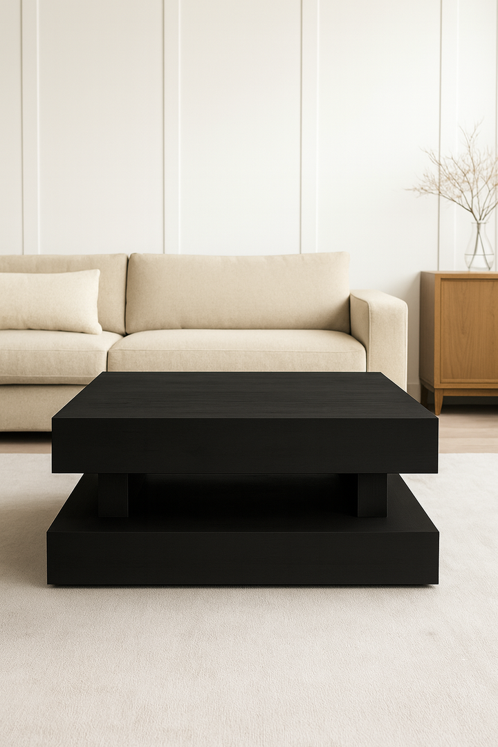 TOLEDO BLACK PLAIN VENEER MET LADE 100X100