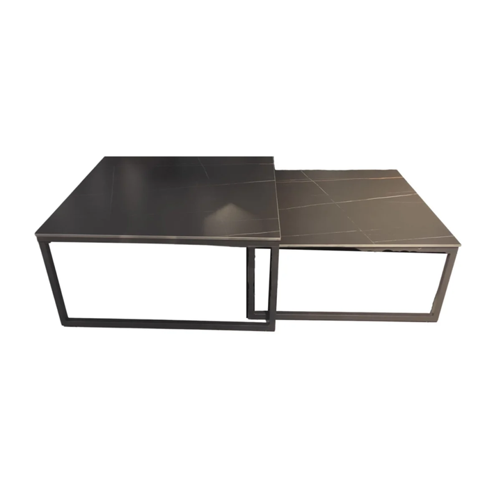 SASY SALONTAFEL SET  90x90/80x80 ZWART GOUD KERAMIEK BLAD