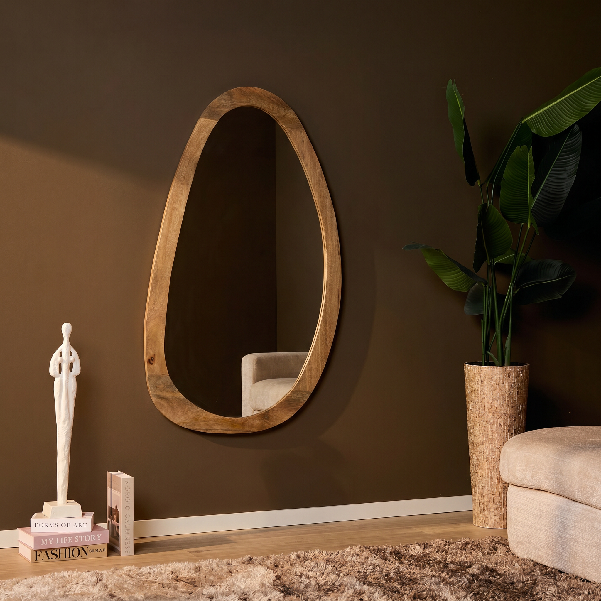 Organische spiegel Lou Naturel Mangohout 60 cm