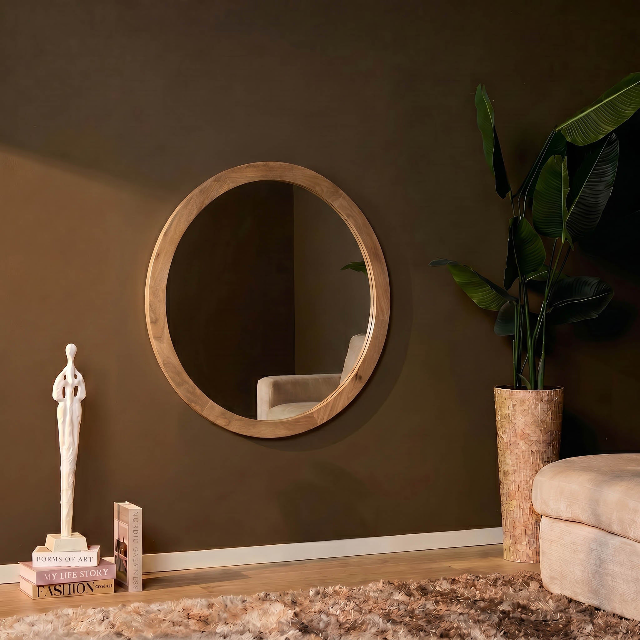 Ronde spiegel Dide Naturel Mangohout 60 cm
