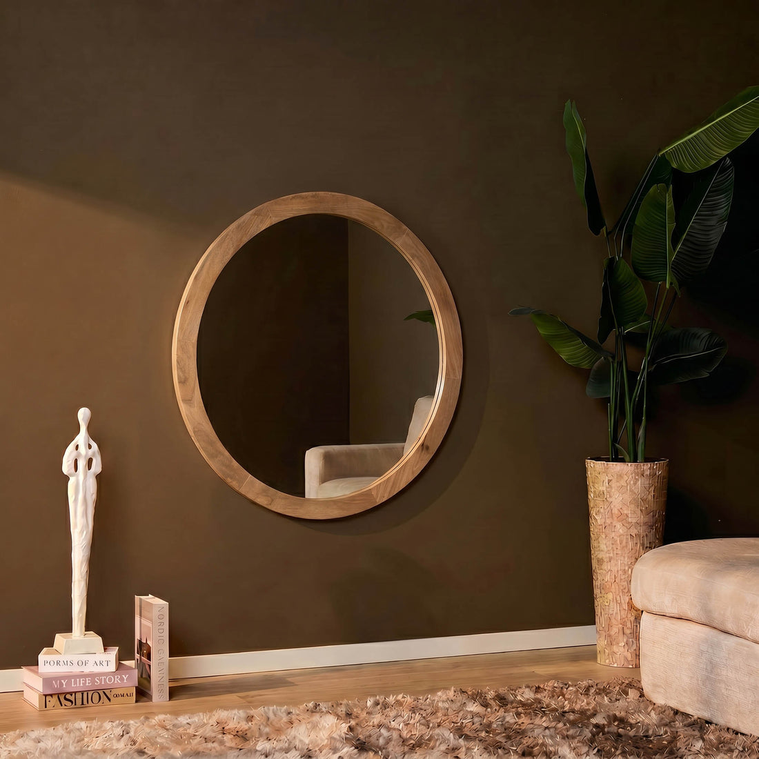 Ronde spiegel Dide Naturel Mangohout 60 cm