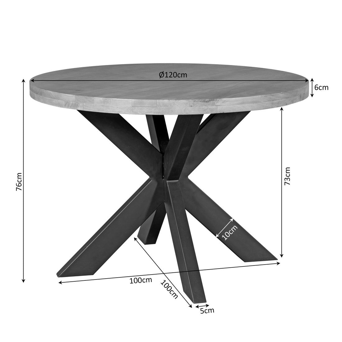Ronde eettafel Dakota Naturel Mangohout 120 cm
