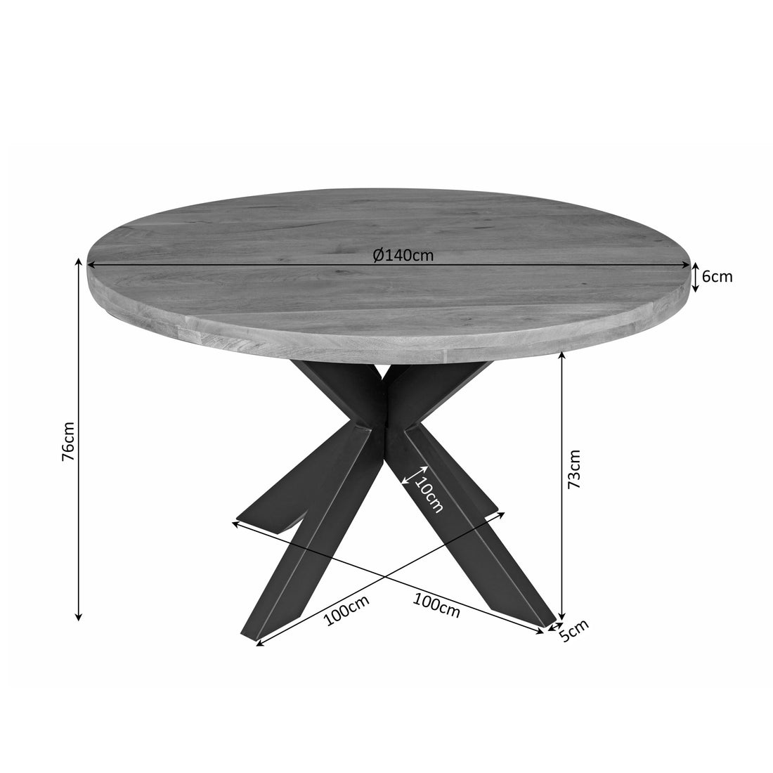 Ronde eettafel Dakota Naturel Mangohout 140 cm