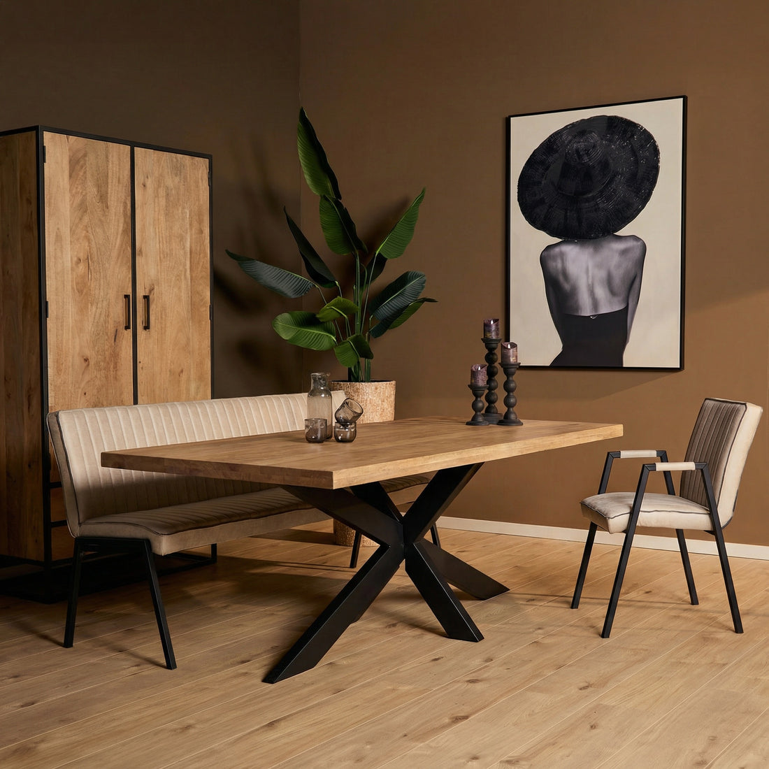 Rechthoekige eettafel Dakota Naturel Mangohout 200 cm