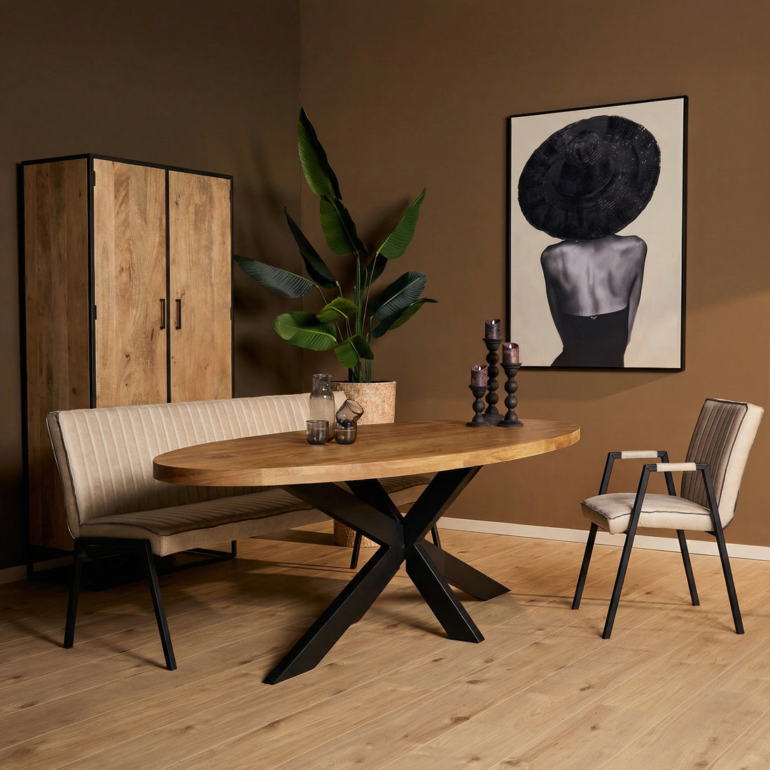 Ovale eettafel Dakota Naturel Mangohout 180 cm