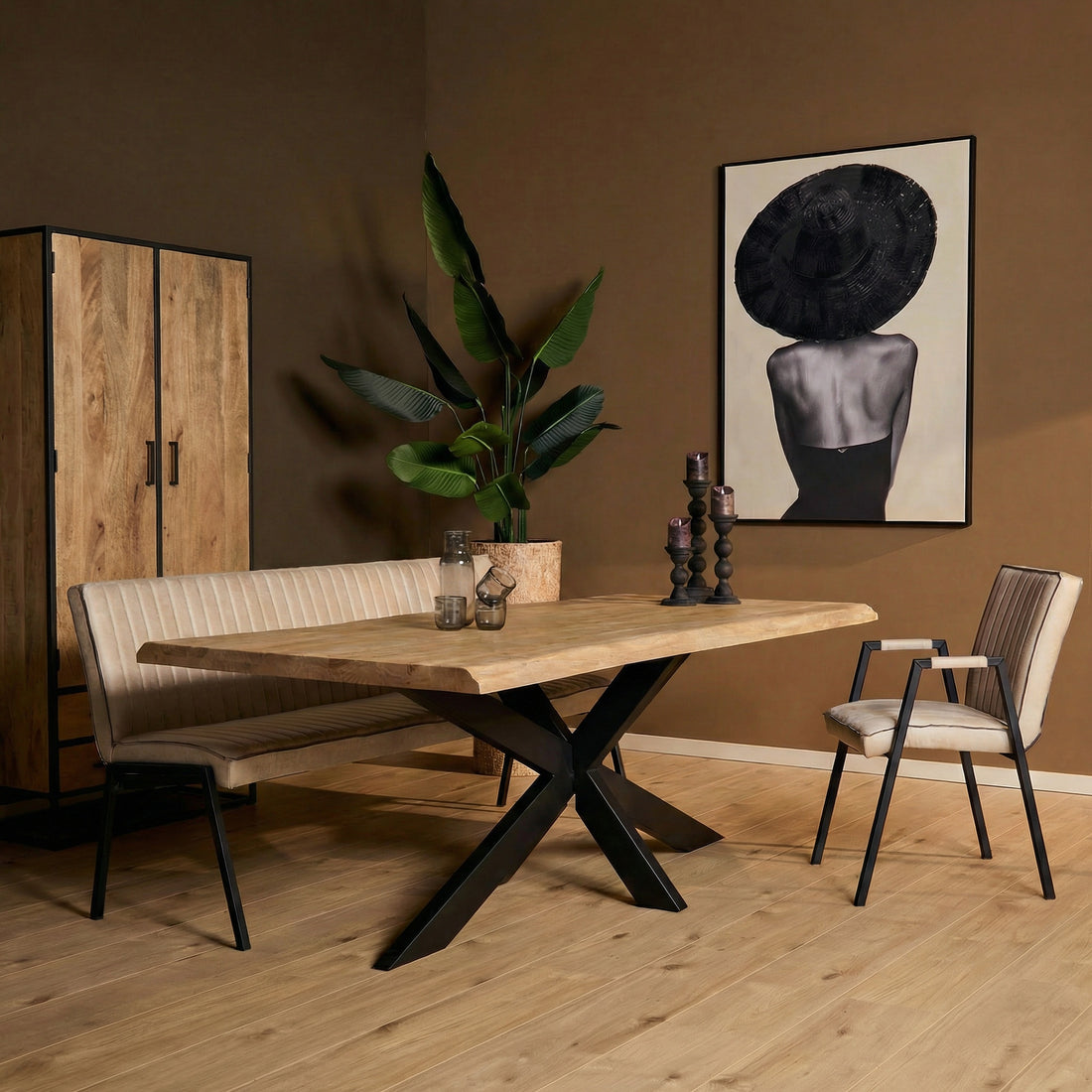 Boomstamtafel Dakota Naturel Mangohout 160 cm
