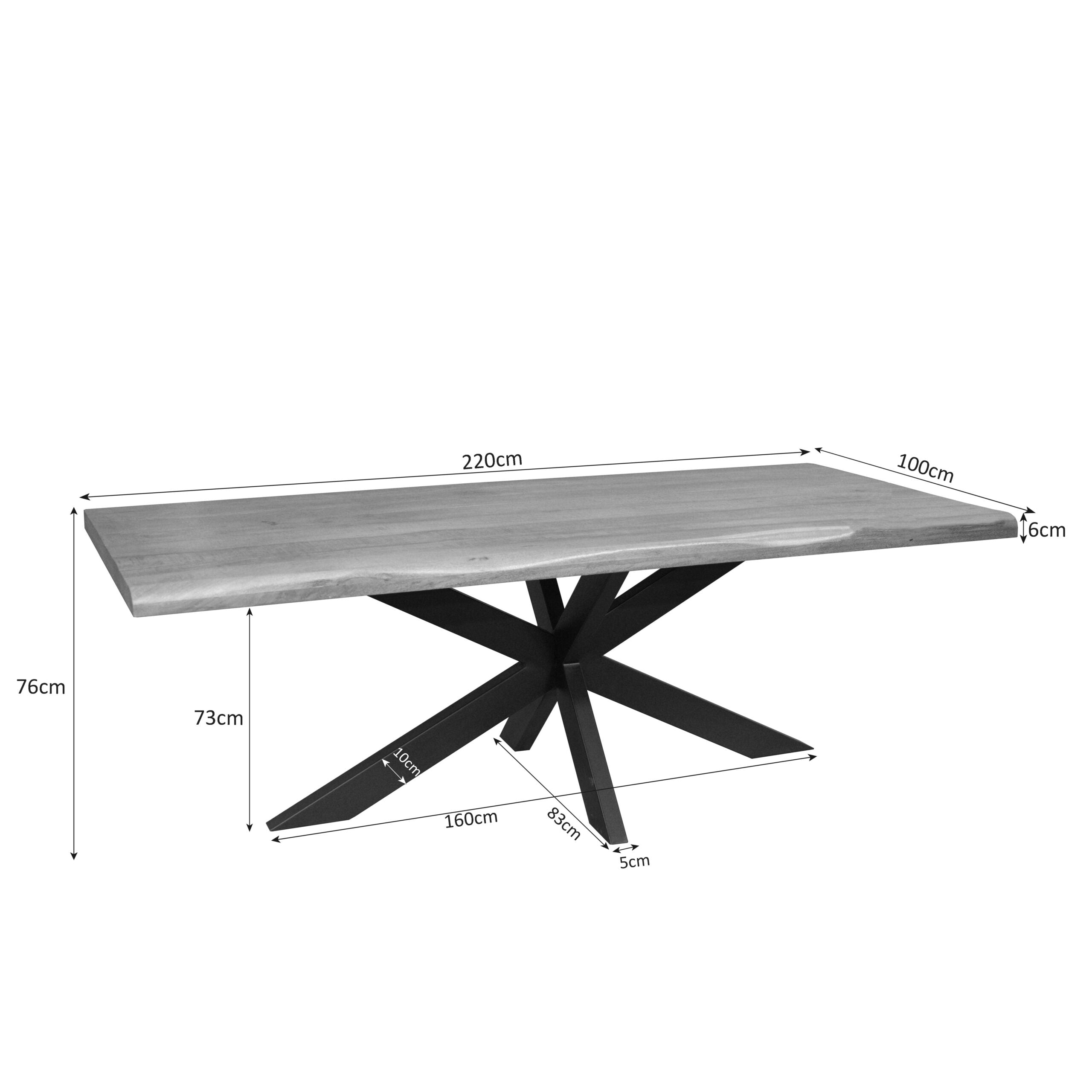 Boomstamtafel Dakota Naturel Mangohout 220 cm