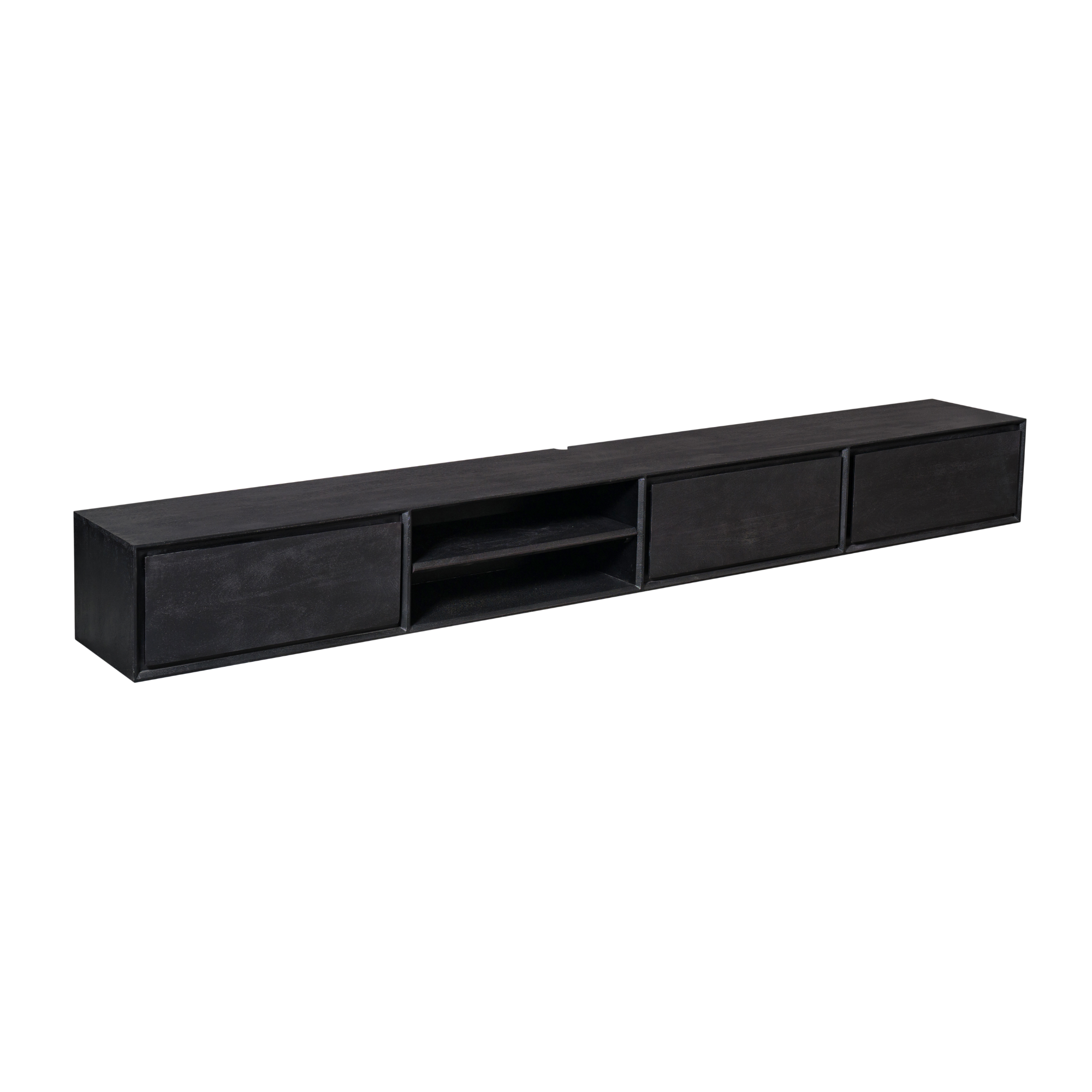 Zwevend tv meubel Ambiance Zwart Mangohout 240 cm