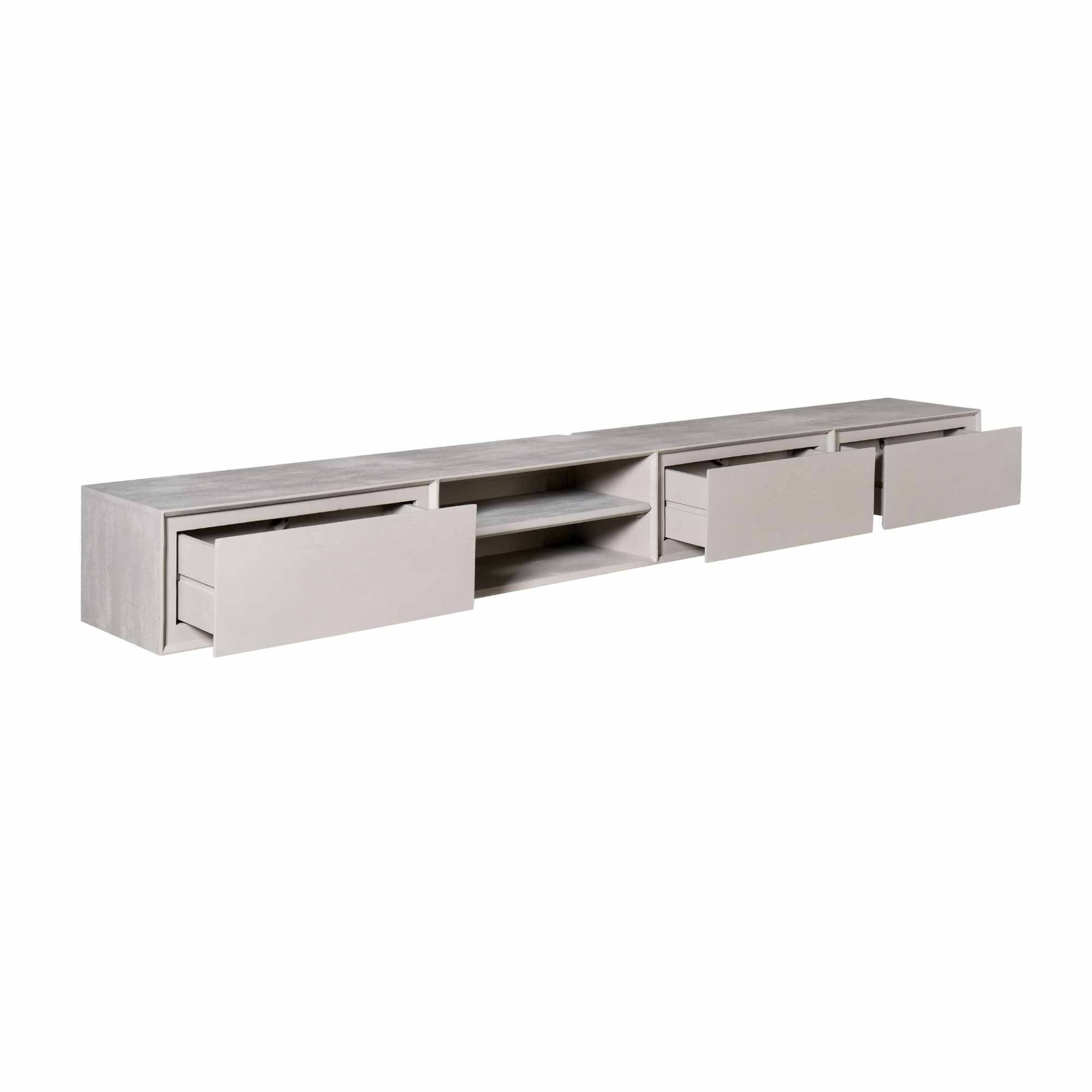 Zwevend tv meubel Ambiance Taupe Mangohout 280 cm