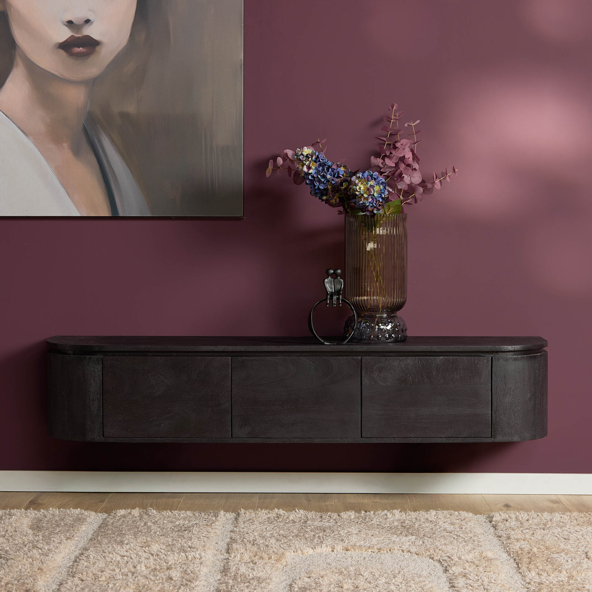 Tv meubel Excellent Zwart Mangohout 160 cm