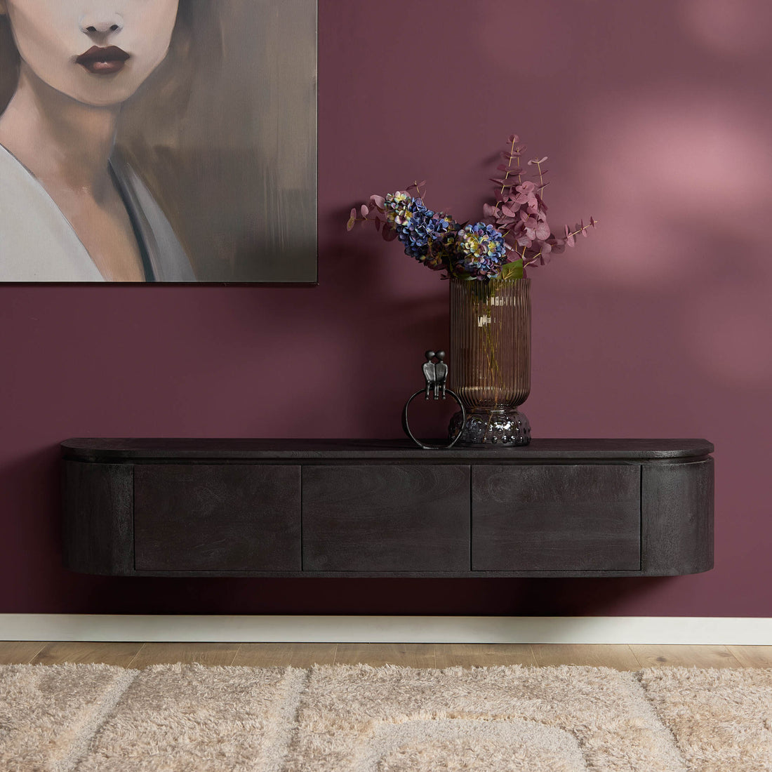 Tv meubel Excellent Zwart Mangohout 160 cm