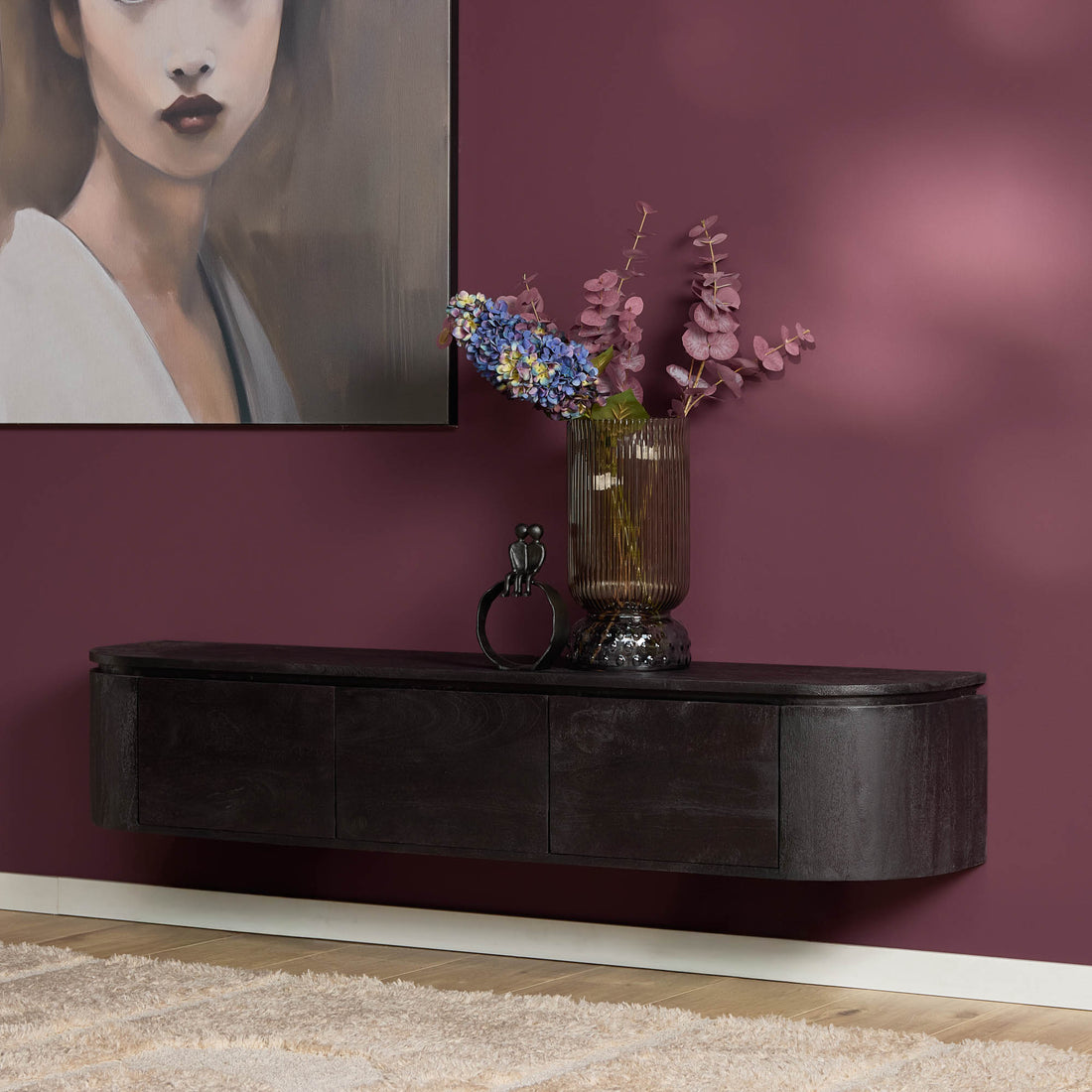 Tv meubel Excellent Zwart Mangohout 160 cm