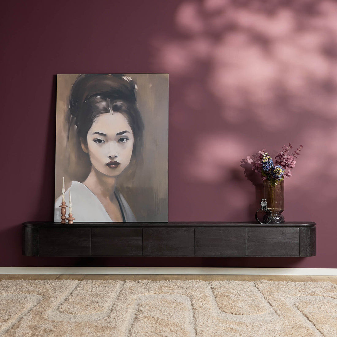 Tv meubel Excellent Zwart Mangohout 280 cm