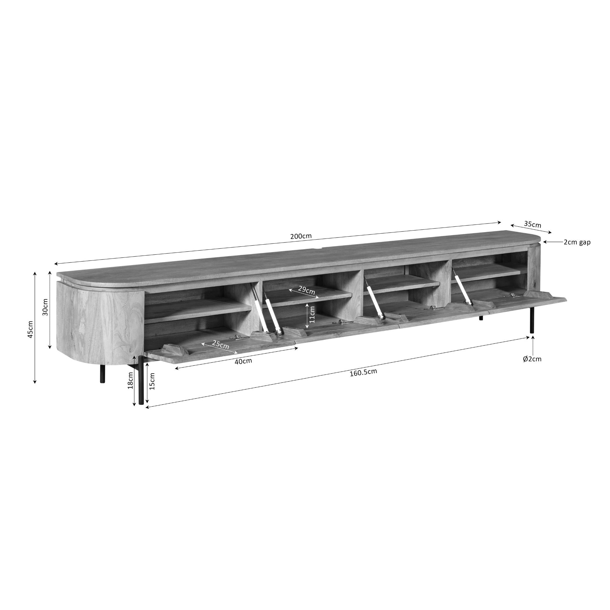 Tv meubel Excellent Bruin Mangohout 200 cm