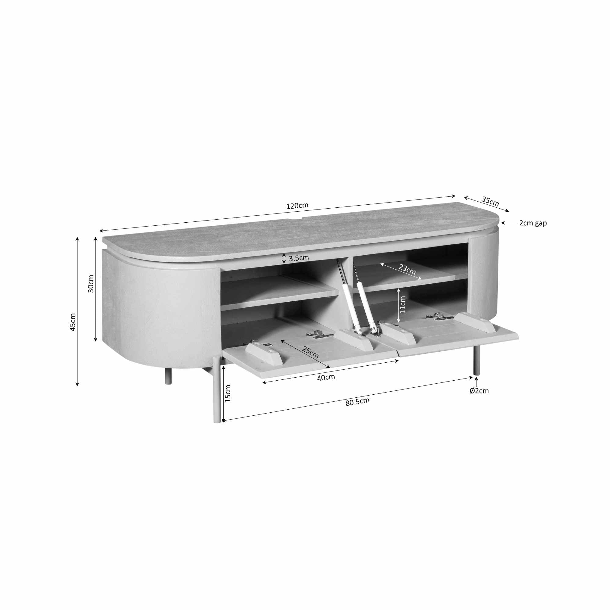 Tv meubel Excellent Taupe Mangohout 120 cm