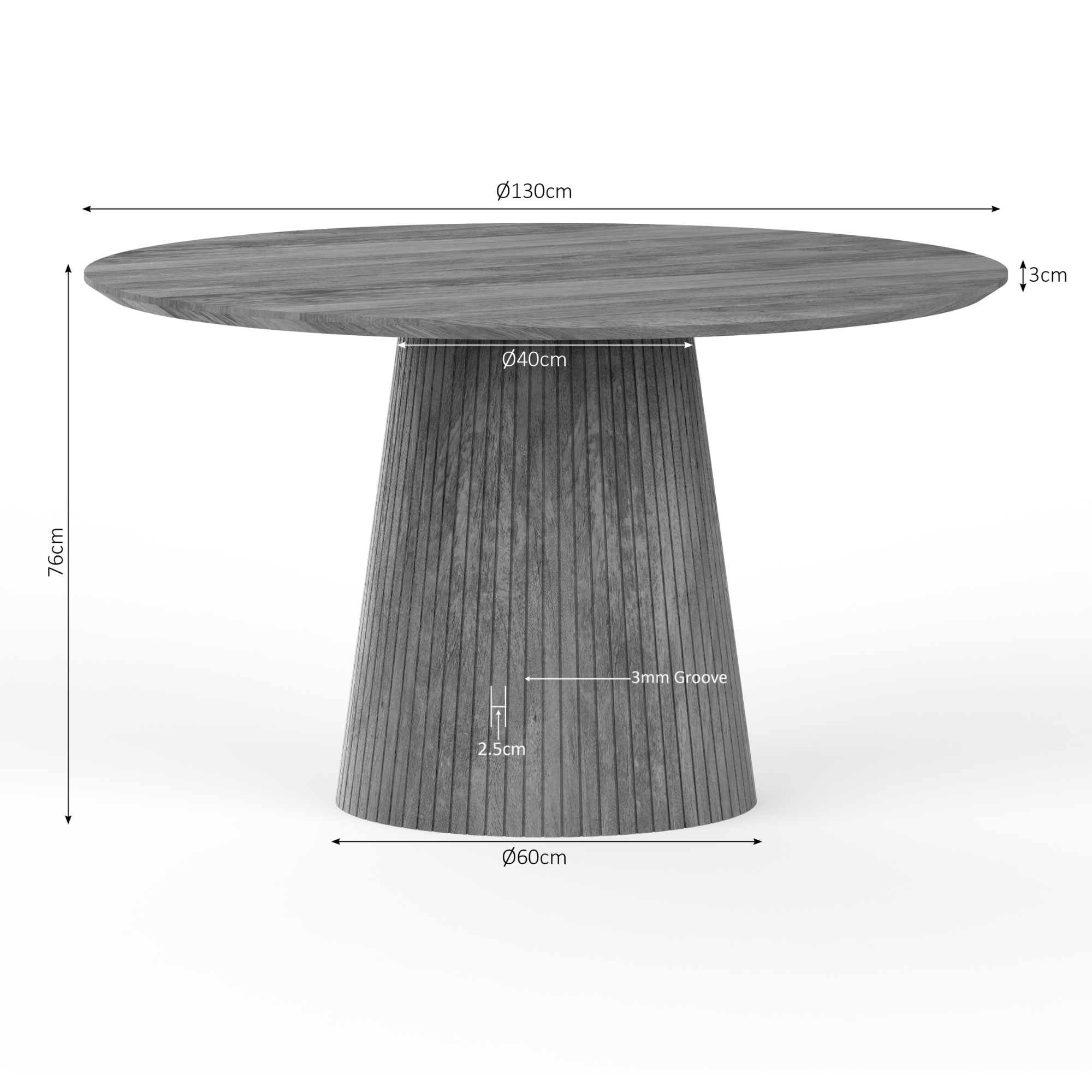 Ronde eettafel Solana Naturel Mangohout 130 cm