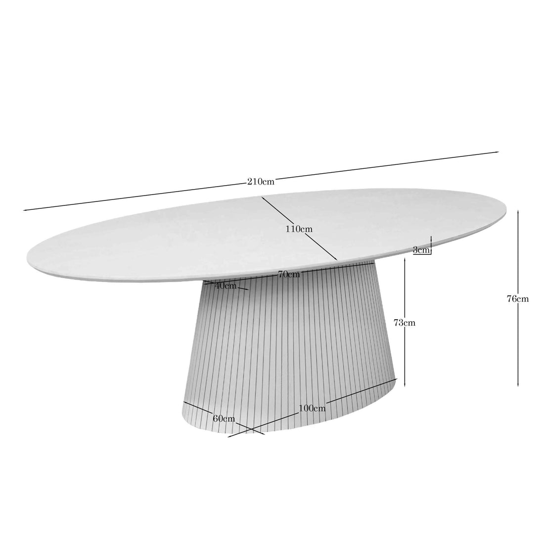 Ovale eettafel Solana Zand Mangohout 210 cm