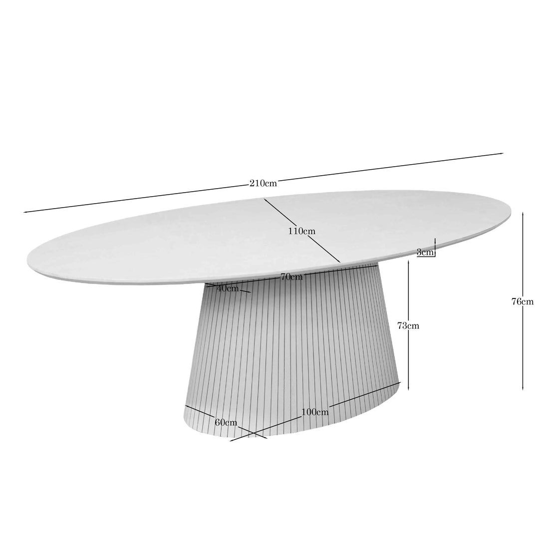 Ovale eettafel Solana Bruin Mangohout 210 cm