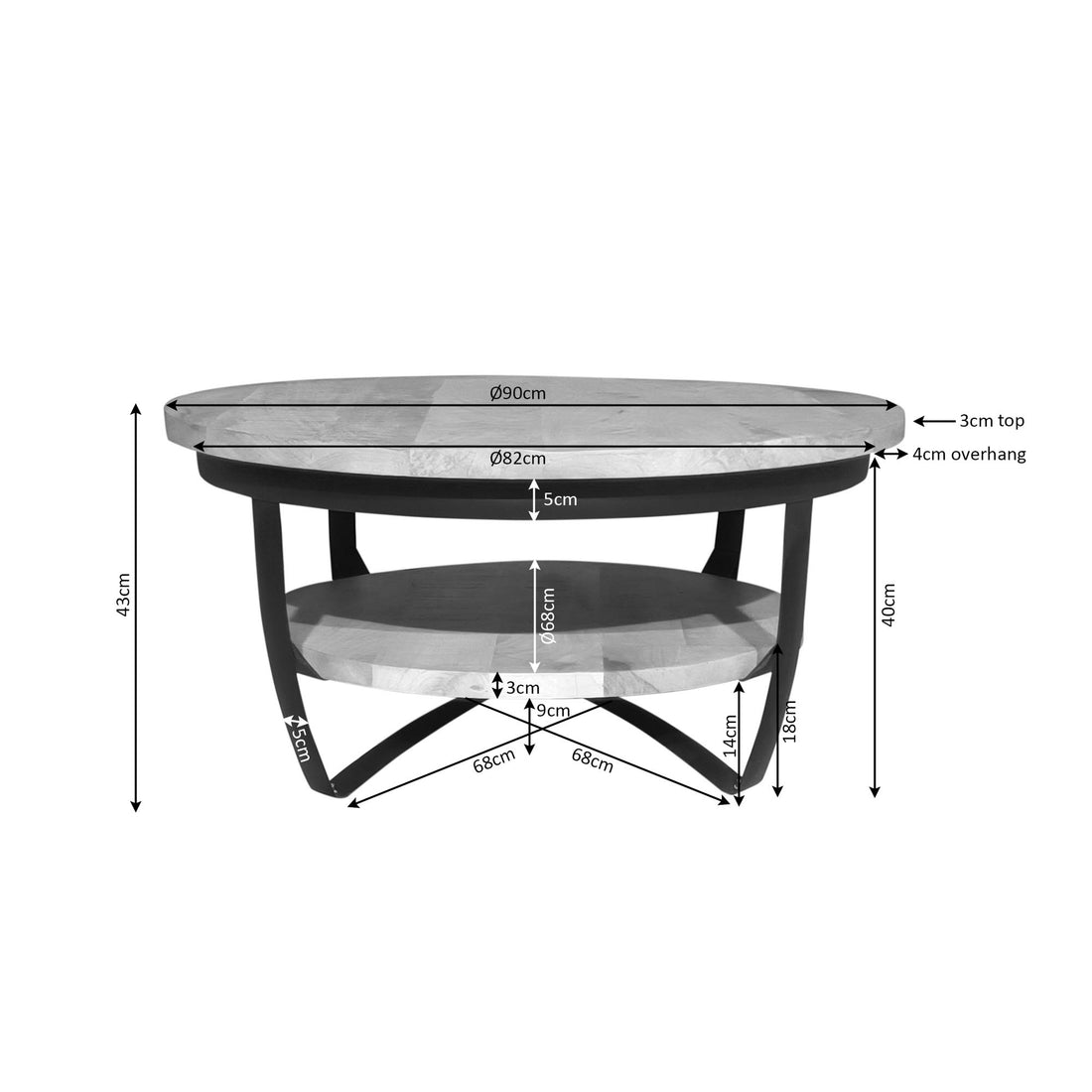 Salontafel Paras Naturel Mangohout 90 cm