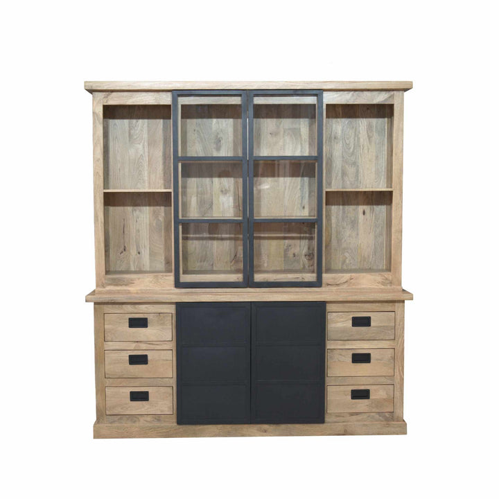 Vitrinekast Noa Naturel Mangohout 200 cm