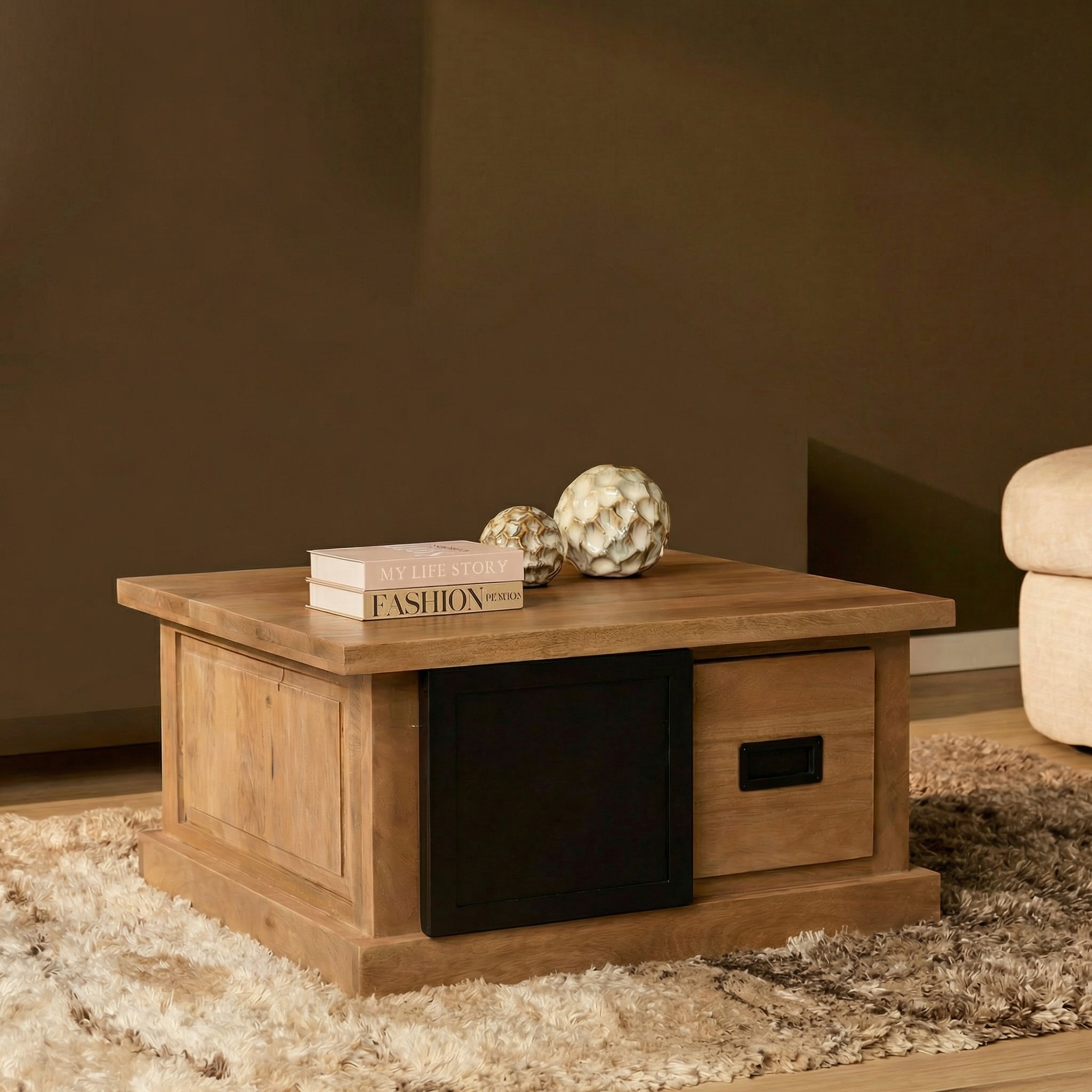 Vierkante Salontafel Noa Naturel Mangohout 80 cm