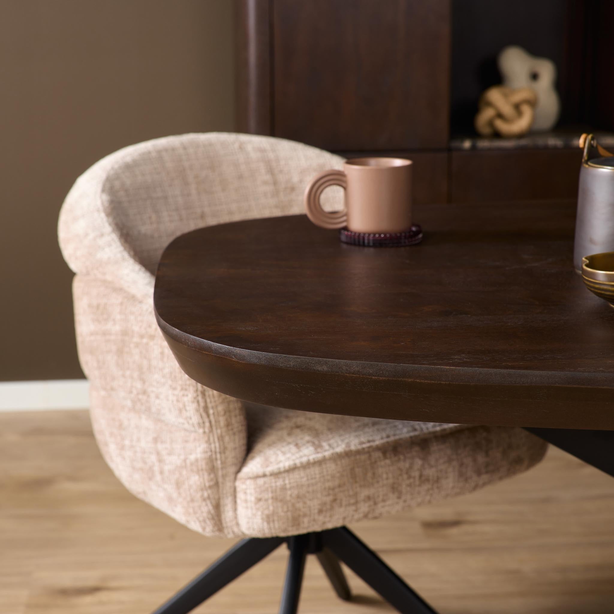 Deens ovale eettafel Madison Bruin Poot Zwart Mangohout 280 cm
