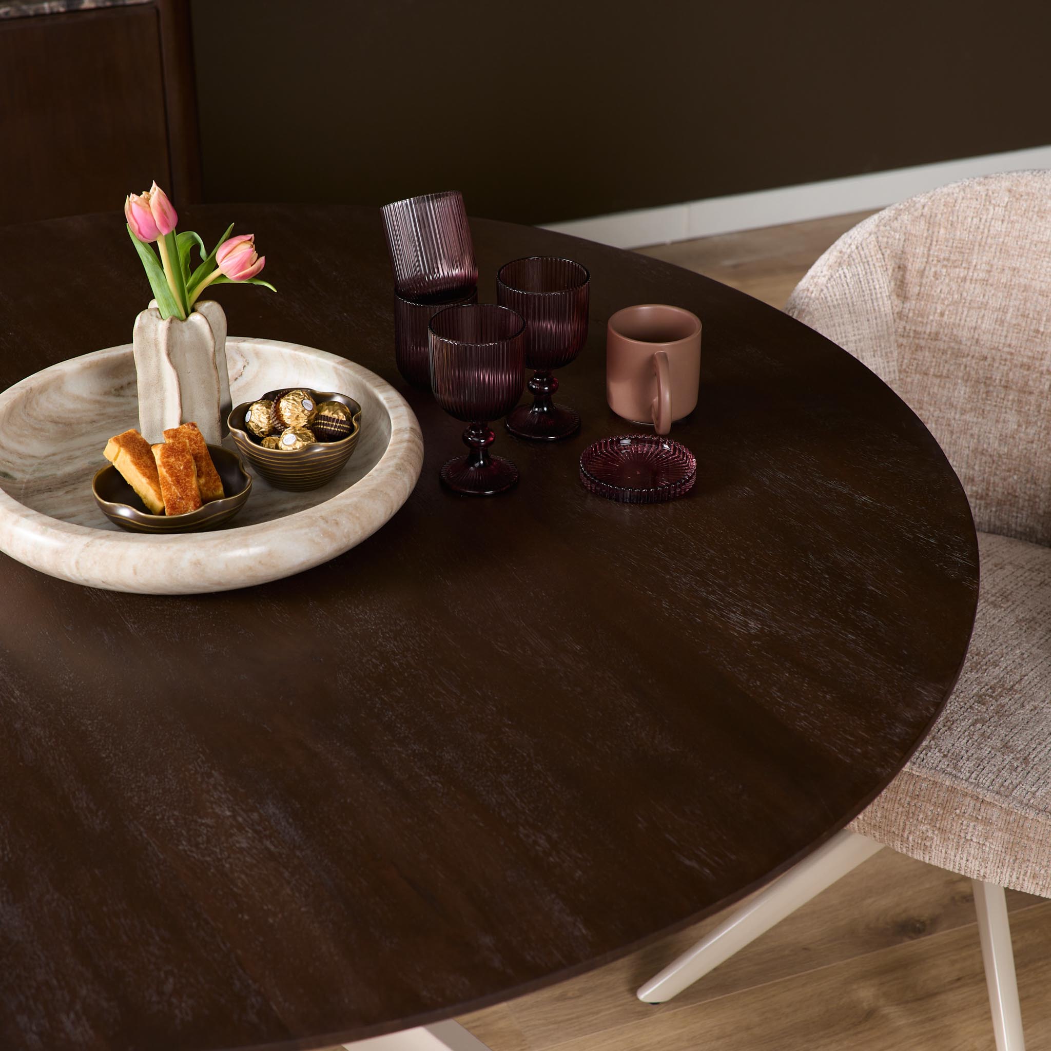 Ronde eettafel Madison Bruin Poot Zand Mangohout 110 cm