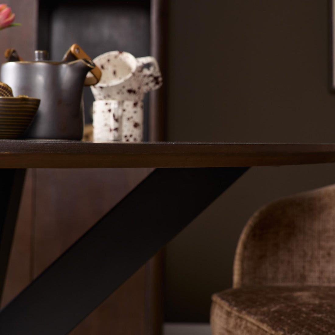 Ronde eettafel Madison Bruin Poot Zwart Mangohout 110 cm