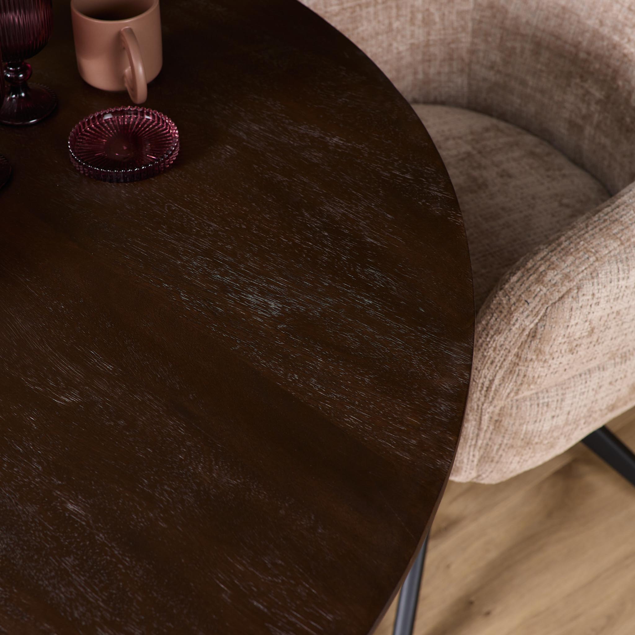 Ronde eettafel Madison Bruin Poot Zwart Mangohout 110 cm