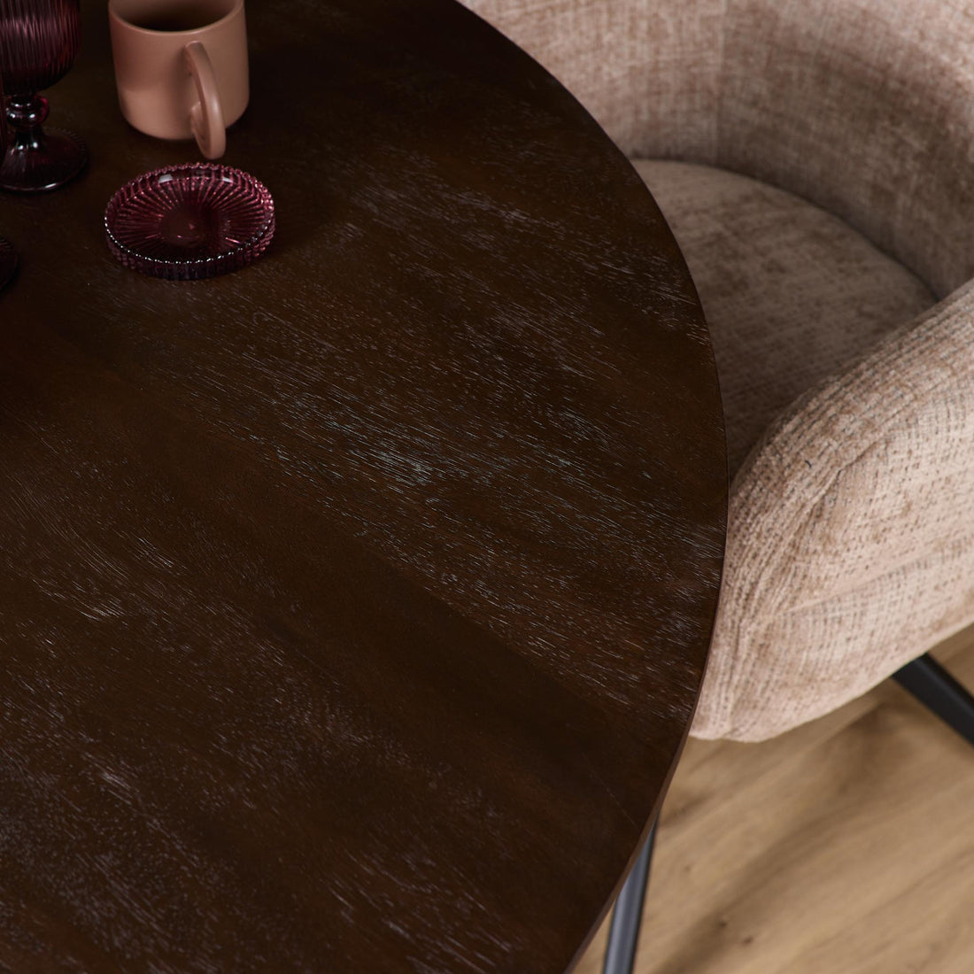 Ronde eettafel Madison Bruin Poot Zwart Mangohout 110 cm
