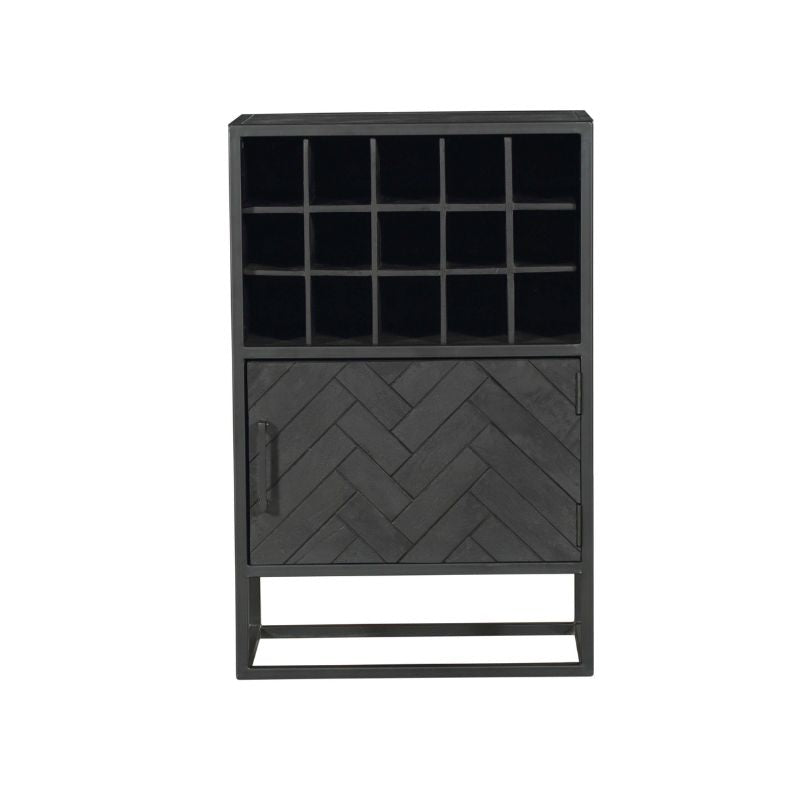Wijnkast New York Zwart Mangohout 55 cm