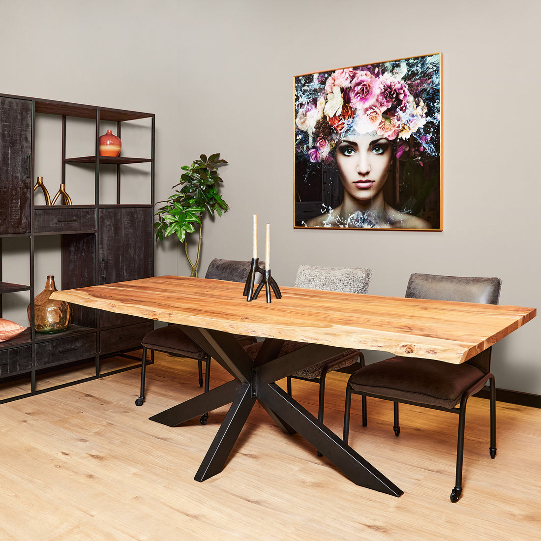 Boomstamtafel Live Edge Naturel Acaciahout 200 cm