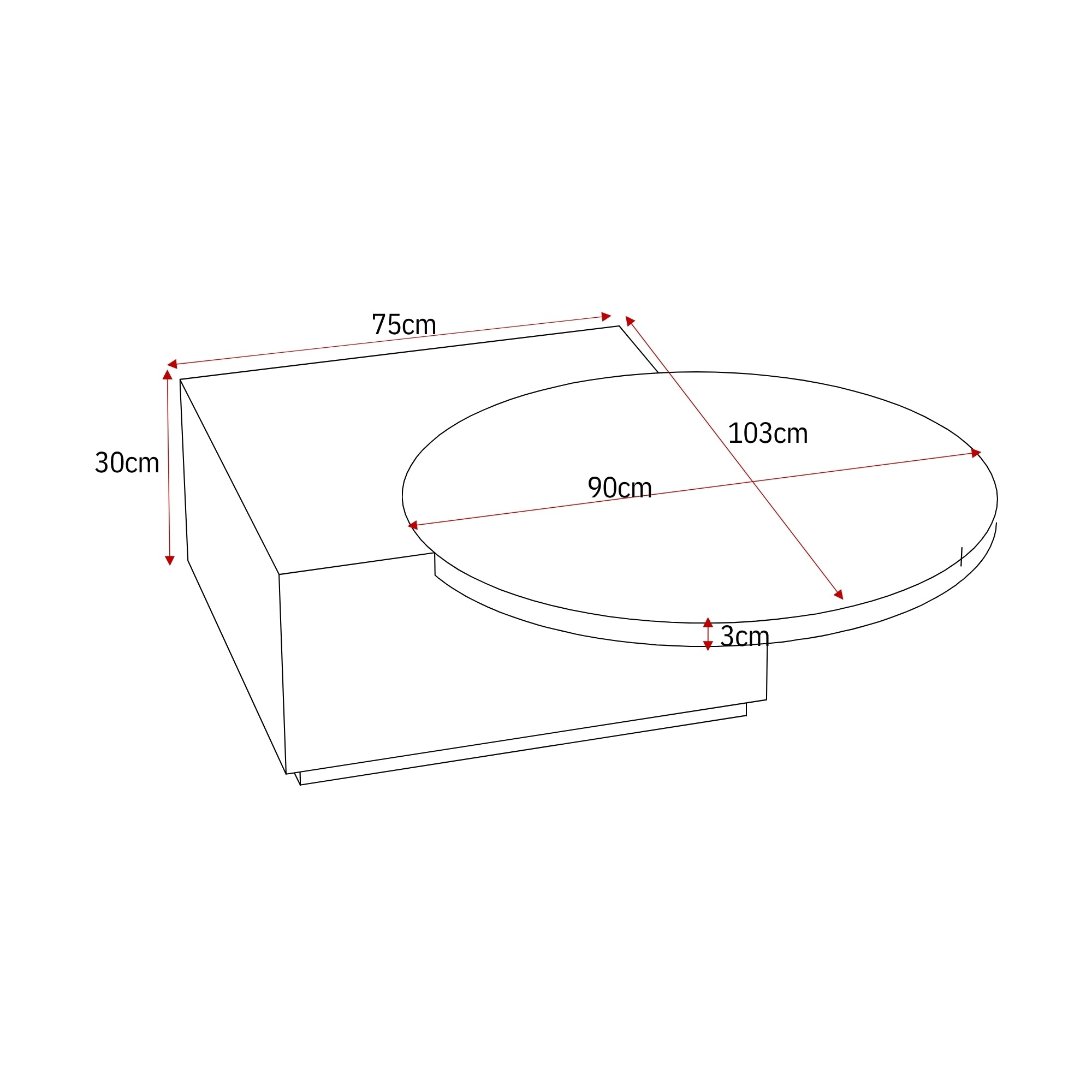 Salontafel Numa Bruin Marmer 103 cm
