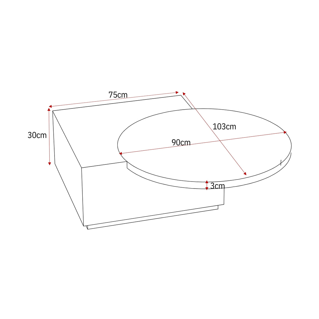 Salontafel Numa Bruin Marmer 103 cm