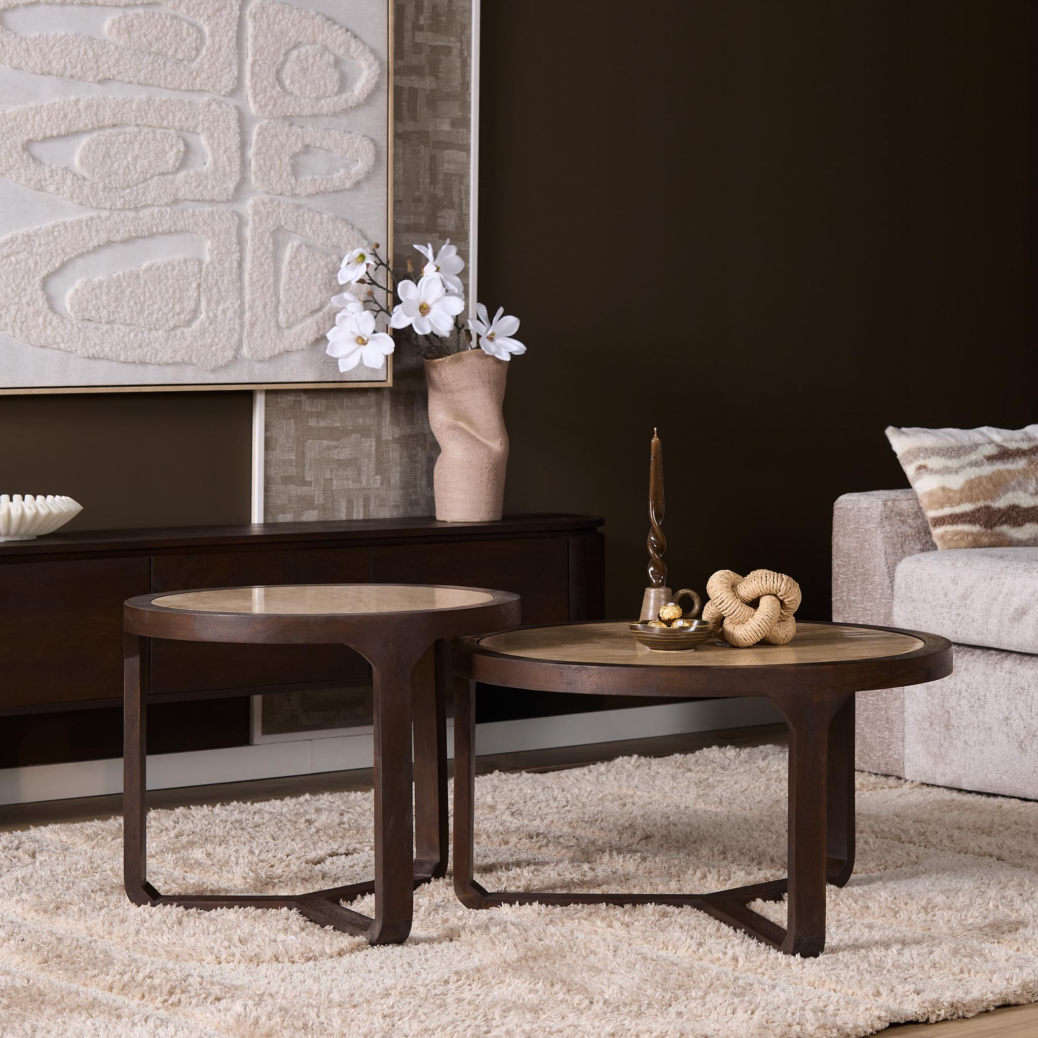 Salontafel Morris Bruin Travertin 75 cm