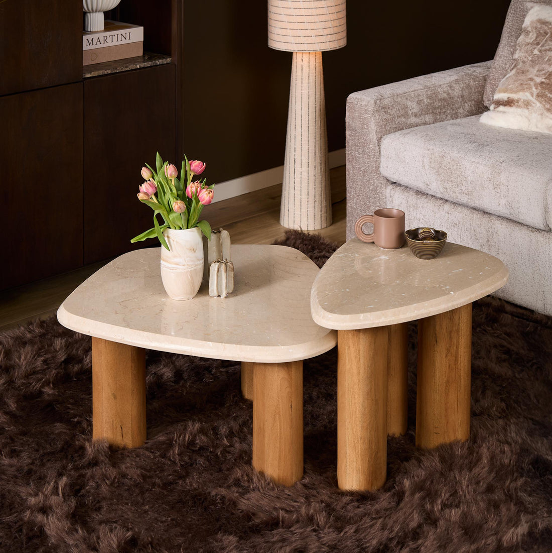 Salontafel Nuvé Naturel Botticino marmer 84 cm