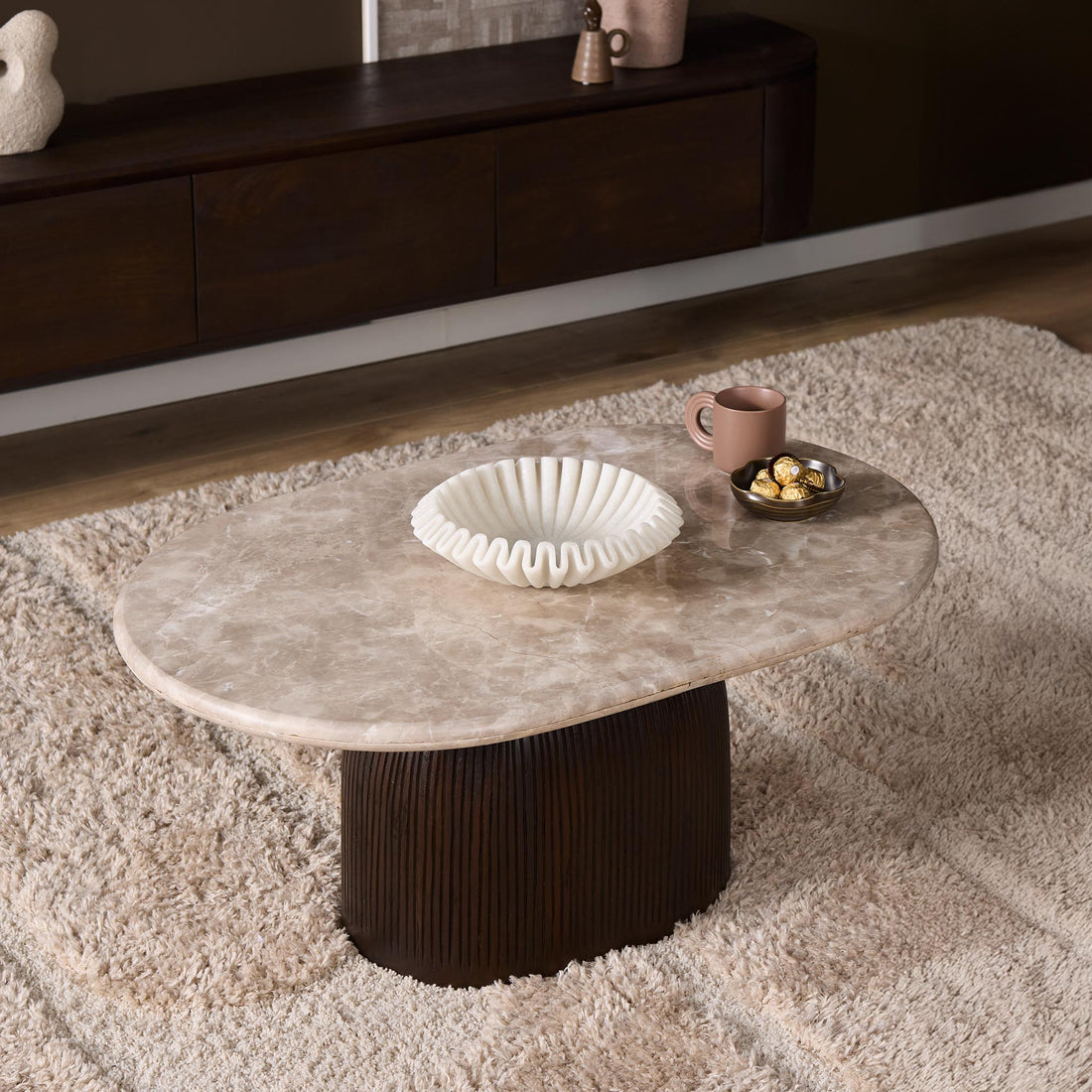 Salontafel Noel Bruin Marmer 90 cm